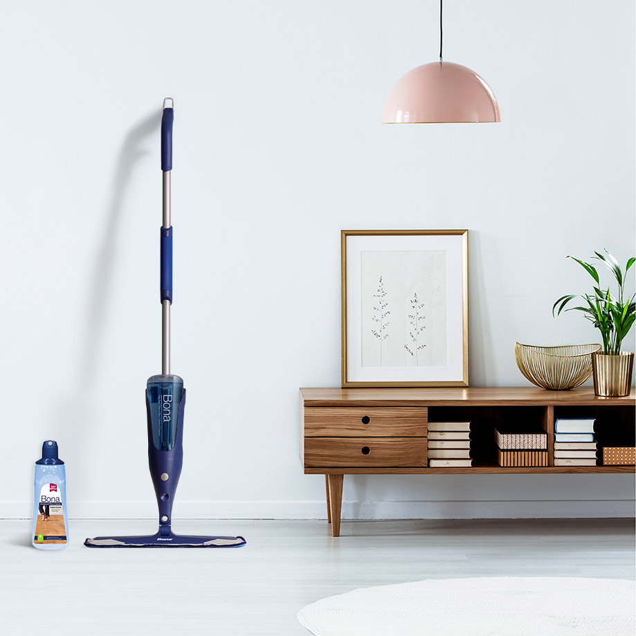 <p>Use a spray mop cleaner designed for your floor type. Avoid DIY vinegar solutions or steaming your floors since they both can damage your floor&rsquo;s finish, leaving it look dull and cloudy. Avoid using an excess amount of liquid on your floors.</p><br/>